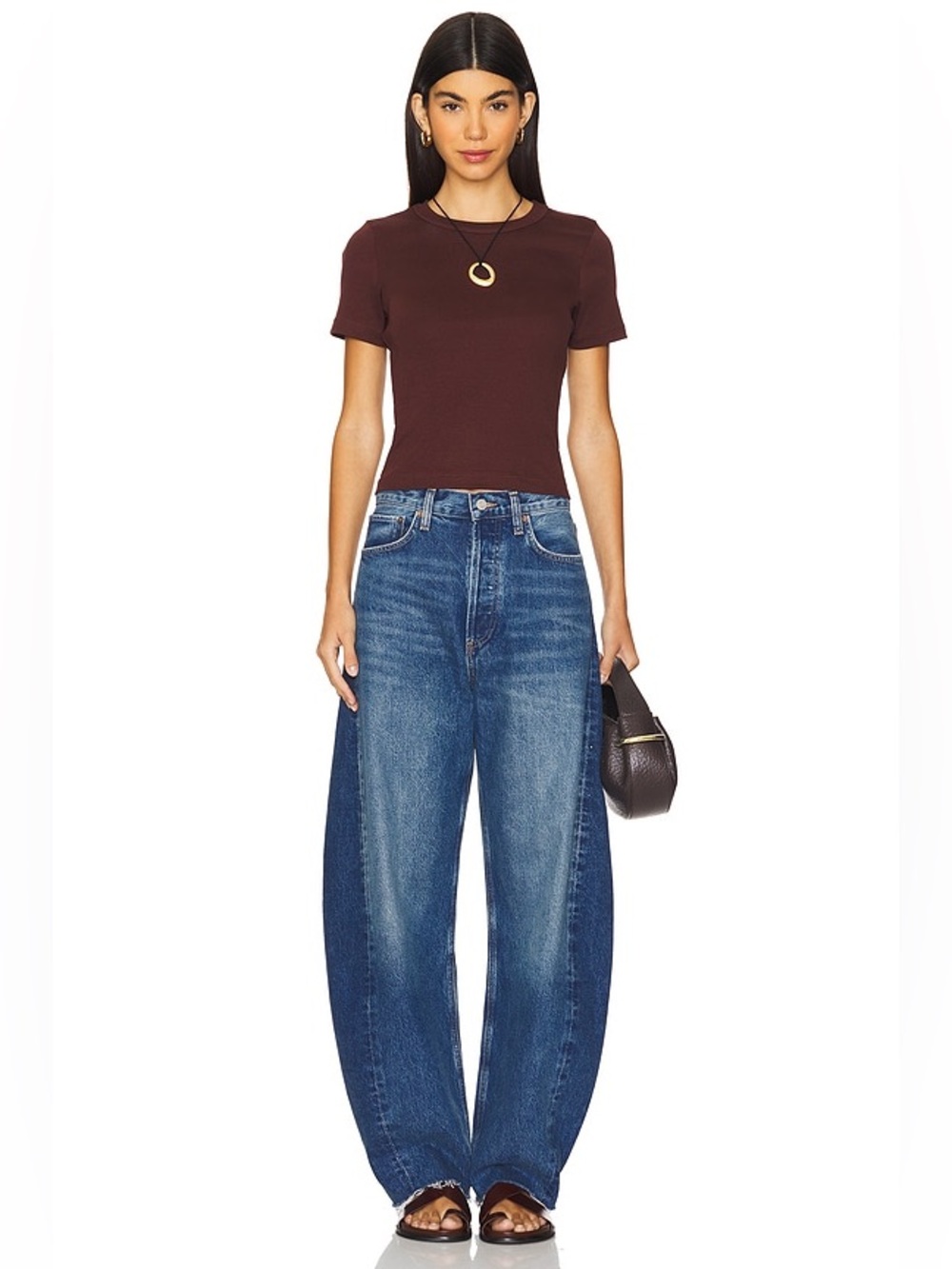 AGOLDE Women’s Barrel Jeans Luna Pieced High Rise Curved Taper Jeans in Split